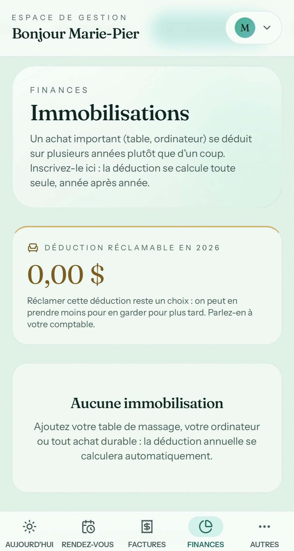Immobilisations dans Créno-QC sur mobile