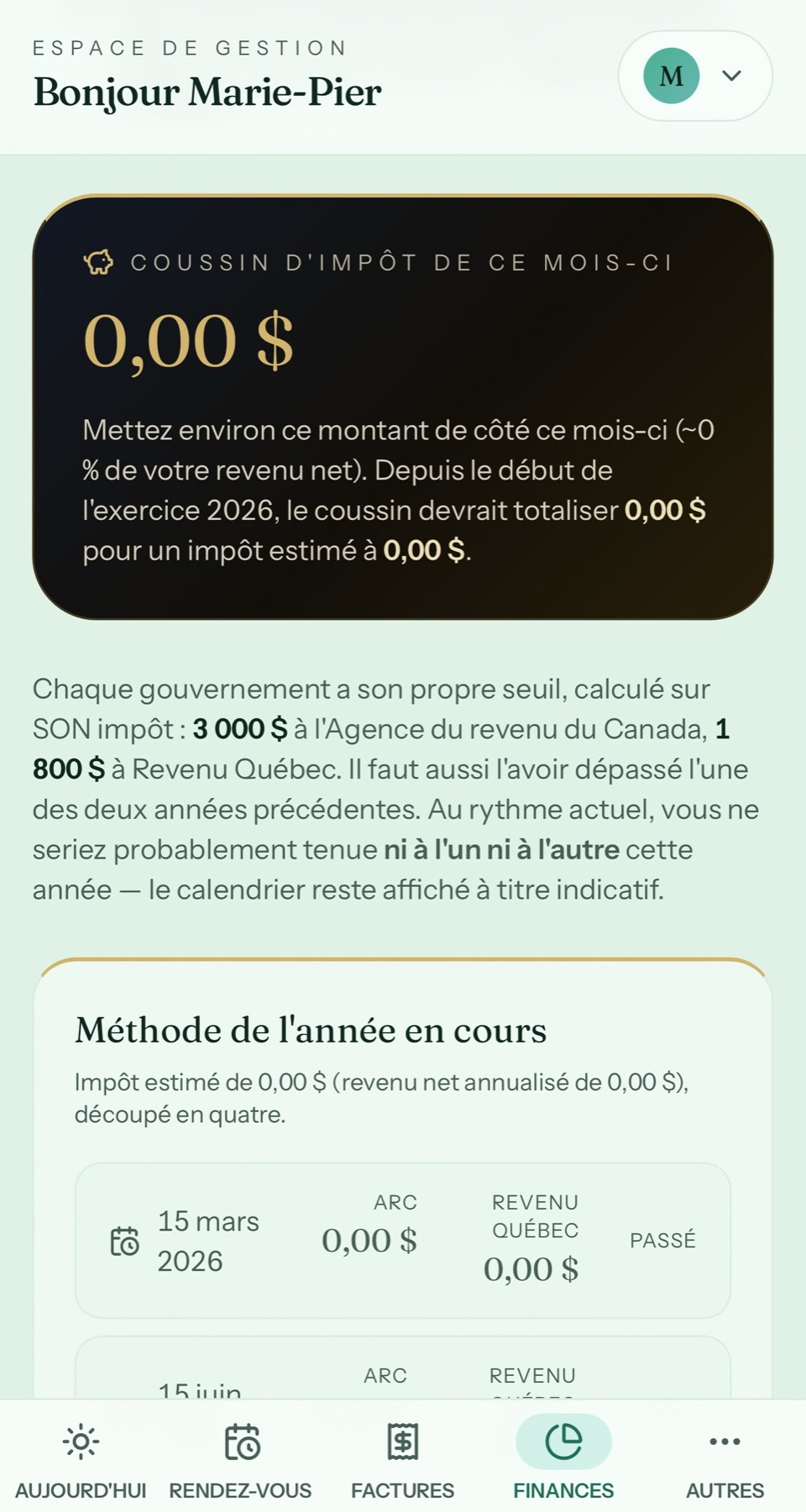 Impôts dans Créno-QC sur mobile