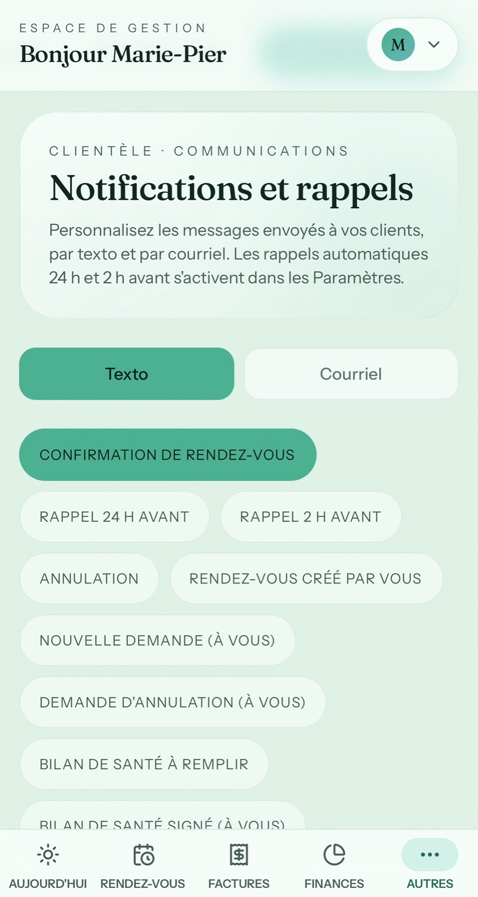 Communications dans Créno-QC sur mobile